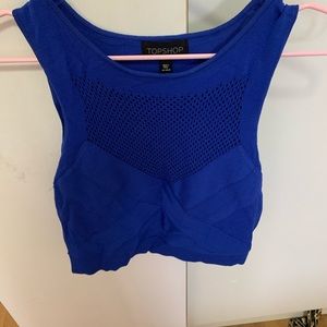 Top shop Cobalt Blue Laser Cut Crop